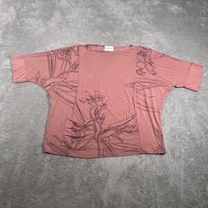 Allison Izu Hawaii Shirt Womens XS Mauve‎ Pink Floral Dolman Boxy Short Sleeve